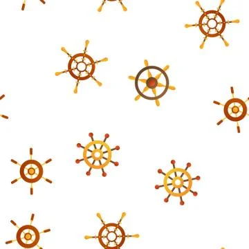 Steering Wheel, Rudder Linear Vector Seamless Pattern Stock Illustration