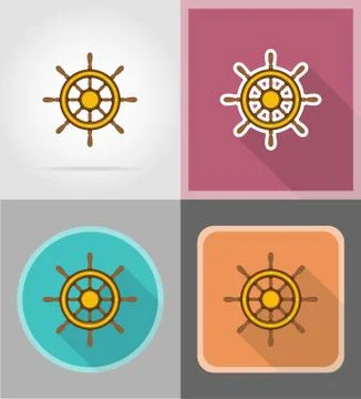 Steering wheel for ship flat icons vector illustration Stock Illustration