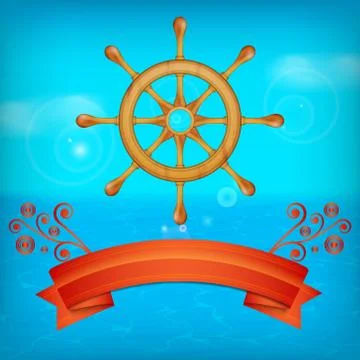Steering wheel for ship Stock Illustration