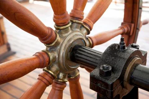 Steering wheel of the ship Foto stock