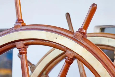 Steering wheel of ship Stock Photos