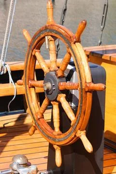 Steering Wheel of a Ship Foto stock