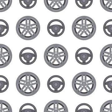Steering wheels hearts seamless pattern background auto wheel vector Stock Illustration