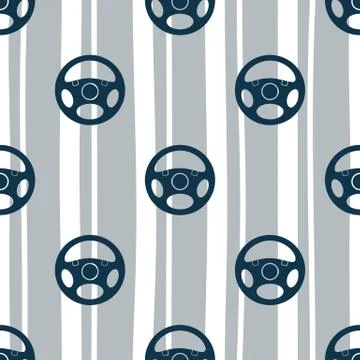 Steering Wheels Seamless Pattern Stock Illustration