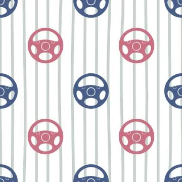 Steering Wheels Seamless Pattern Stock Illustration