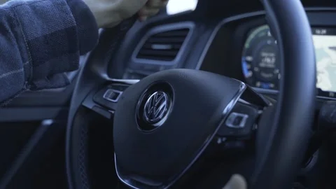 Steeringwheel with hands driving car Stock Footage 171115936