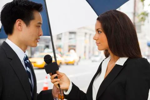 On the Steet Interview Stock Photos