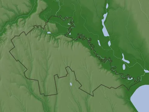 Stefan Voda, Moldova. Elevation map colored in wiki style with lakes and rive Illustrazione stock