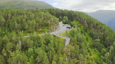 Stegastein Viewpoint.Experience the spectacular viewing platform Stock Footage 130370290