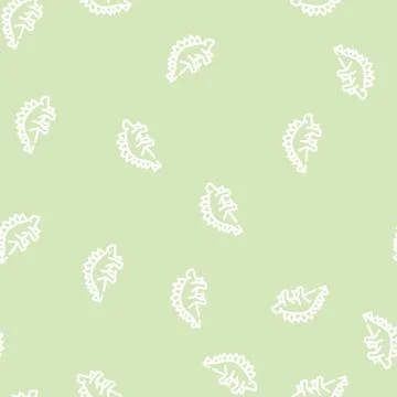 Stegosaurus dinosaur line vector seamless pattern sign Stock Illustration