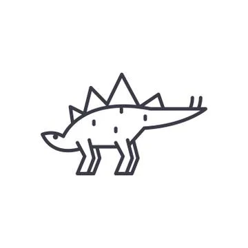 Stegosaurus vector line icon, sign, illustration on background, editable strokes Stock Illustration