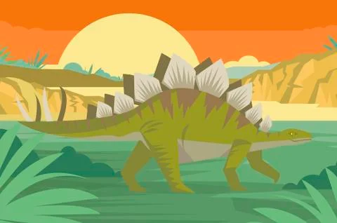 Stegosaurus walking Stock-Illustration