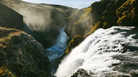 Steinbogafoss waterfall, Iceland Stock Footage 126943434