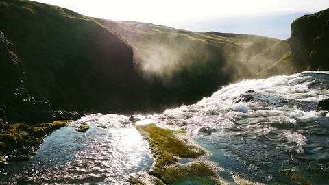 Steinbogafoss waterfall, Iceland Stock Footage 126943800