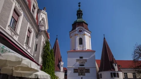 The Steiner Tor in Krems Austria hyperlapse. Austria landmarks 스톡 동영상 83465758