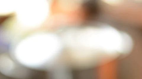 Steinless steel pot comes into focus in kitchen. Stock Footage 73140848