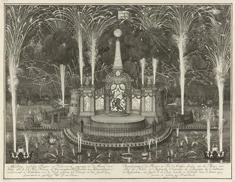 . Stellage with fireworks set off commissioned by the committed councils o... Stock Photos
