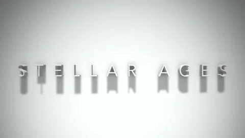 Stellar ages 3D title animation with shadows on a white background Stock Footage 298001870