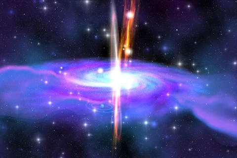 A stellar black hole caused by the collapse of a massive star. Stock Illustration