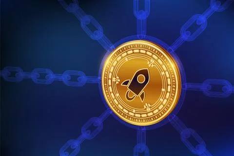 Stellar. Crypto currency. Block chain. 3D isometric Physical Stellar coin wit Illustrazione stock