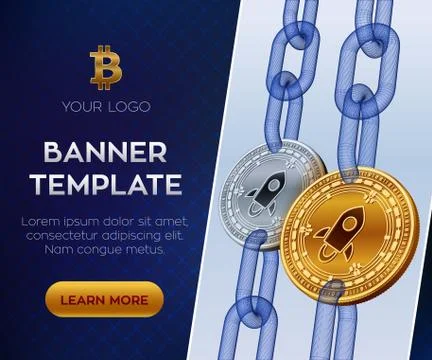 Stellar. Crypto currency editable banner template. 3D isometric Physical bit  Stock Illustration