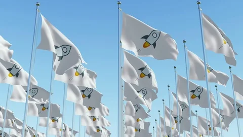 Stellar crypto currency rocket icon on white flags Stock Footage 85896328