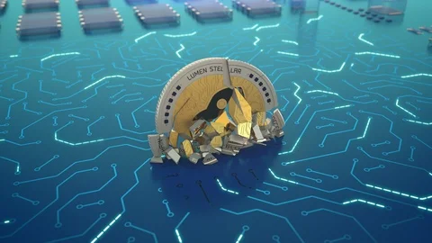 Stellar Lumens currency destruction Stock Footage 90056863