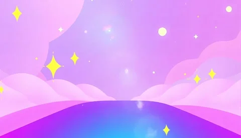 Stellar Path: Cartoon Starry Sky and Cloudscape, Ethereal Pathway amidst Glowin Video stock 307001145