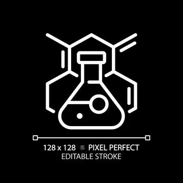 STEM activities pixel perfect white linear icon for dark theme Stock Illustration