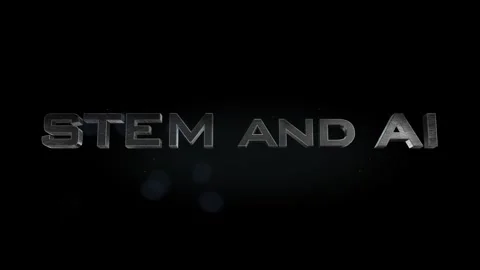 STEM and AI title 3D metal text on black alpha channel background Stock Footage 301267485