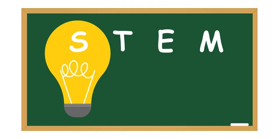 STEM background on a school blackboard Stock Illustration