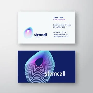 Stem Cell Abstract Vector Logo and Business Card Template. Elegant Gradient Stock Illustration