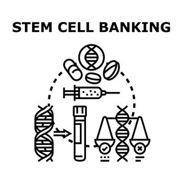 Stem cell banking future medical research technology process Stock Illustration