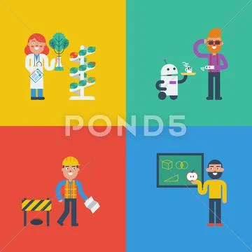 STEM characters concept Stock Illustration