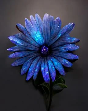 A stem with charming blue, African Daisy close-up. Stock Illustration