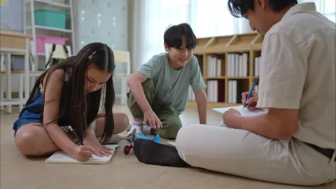 STEM Class, Teacher and students in basic engineering classroom Stock Footage 309925865