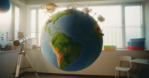 STEM Classroom: Rotating Earth Model wit... | Stock Video | Pond5