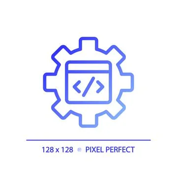 STEM in coding in pixel perfect gradient linear vector icon イラスト素材