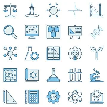 STEM colored icons set - vector concept logo elements Illustrazione stock