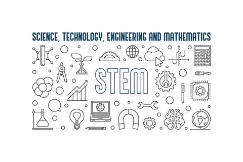 STEM concept Education horizontal banner vector illustration Stock Illustration