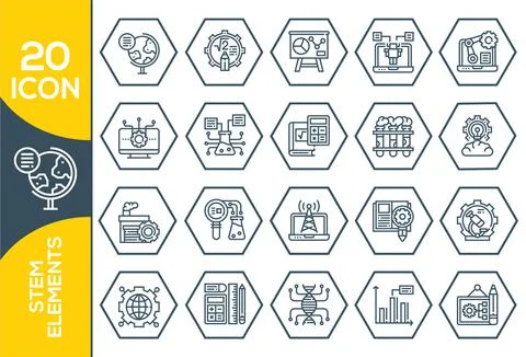 STEM concept illustration. Science and technology. Contains such icons as sci Stock Illustration