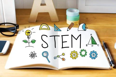 Stem concept with notebook Illustrazione stock