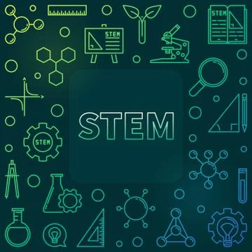 STEM concept outline colored frame. Vector illustration Stock Illustration