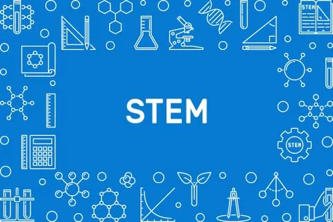 STEM concept outline horizontal frame. Vector illustration Stock Illustration