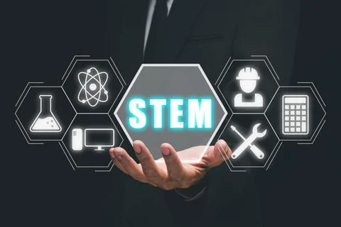 STEM concept, science, technology, engineering, mathematics, Businessman ha.. Stock Photos