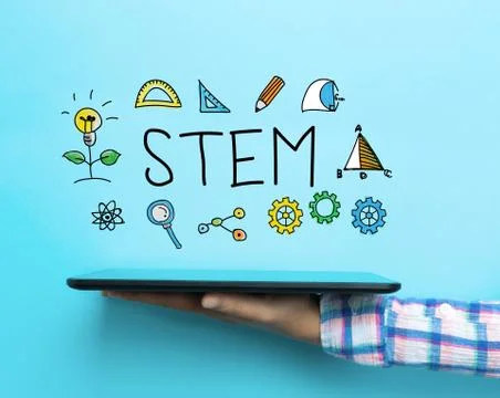 STEM concept with a tablet Illustrazione stock