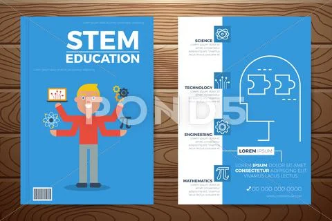 Stem education book cover and flyer template Stock Illustration