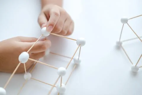 STEM education, Child learning making 3D geometric shapes, Building Structure Stock-Fotos