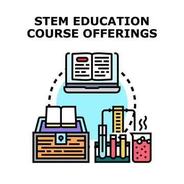 Stem education course offering learning science technology engineering math 스톡 일러스트