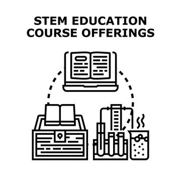 Stem education course offering learning science technology engineering math Stock Illustration